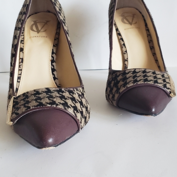 VINCE CAMUTO sz 9 STILETTO PORSPERA, BROWN HOUNDSTOOTH - Picture 12 of 16